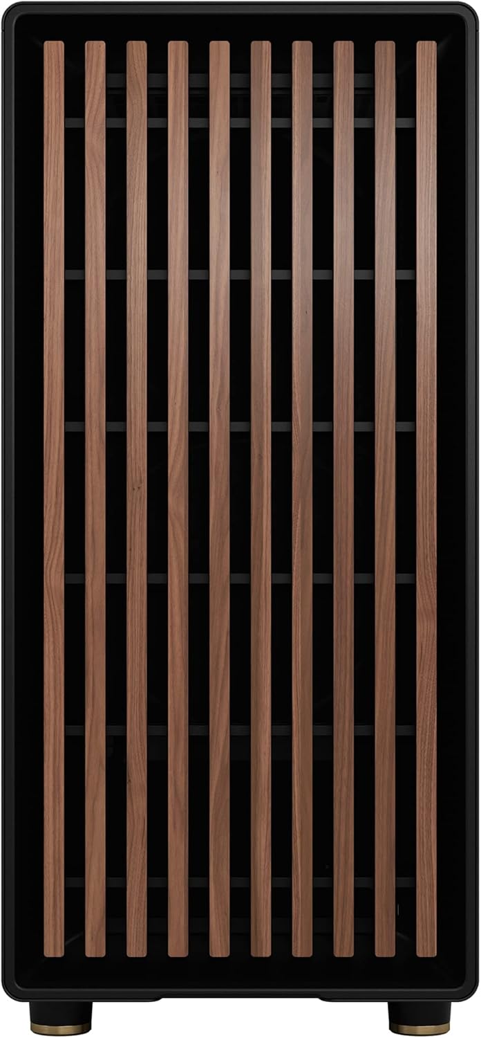 Fractal Design North Charcoal Black Tempered Glass Dark - Genuine Walnut Wood Front - Glass Side Panel - Two 140mm Aspect PWM Fans Included - Type C USB - ATX Airflow Mid Tower PC Gaming Case ATX Charcoal Black TG Dark